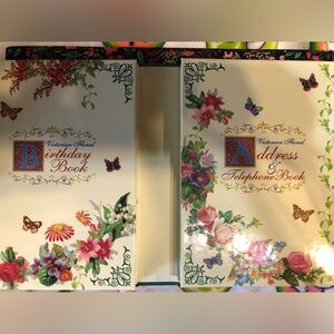 Victorian Floral Birthday & Address Telephone Book Set - Cream Floral Covers